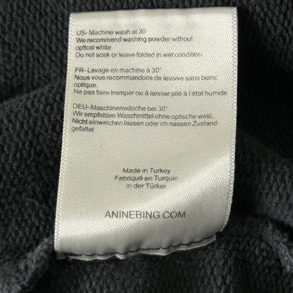 Anine Bing Washed Black Tonal Embroidered AB Sweatshirt Small - Picture 7 of 14